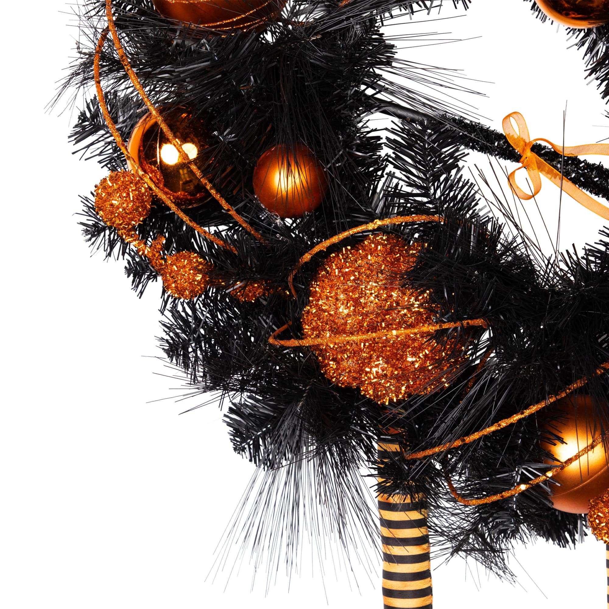 24'' Unlit Orange and Black Witch and Pumpkins Halloween Wreath